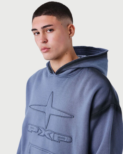 Project X Paris Faded Hoodie Blauw zijaanzicht