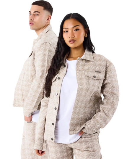 ProjectXParisGeometricpatterncanvasjacketBeigemanvrouwvoorkant