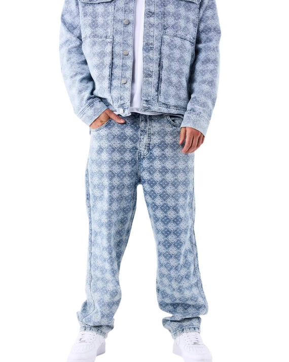 ProjectXParisGeometricpatterndenimLangeBroekBlauwvoorkant