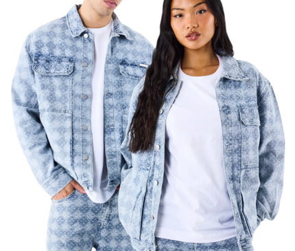 ProjectXParisGeometricpatterndenimjacketBlauwManVrouwvoorkant