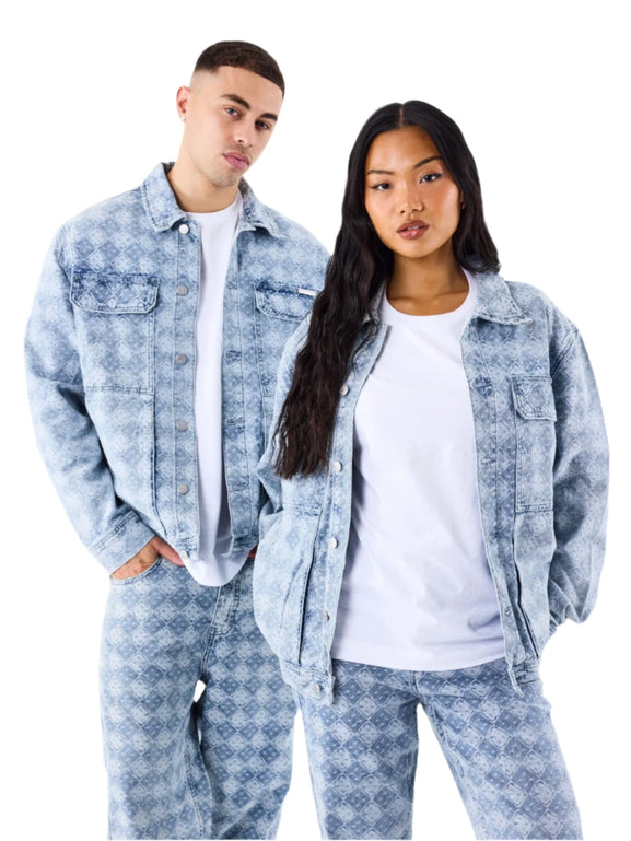 ProjectXParisGeometricpatterndenimjacketBlauwManVrouwvoorkant