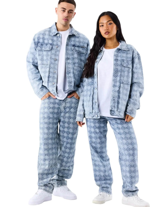 ProjectXParisGeometricpatterndenimjacketBlauwManvrouwFullBody