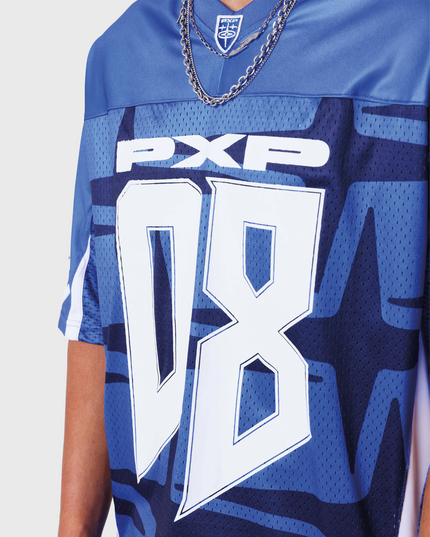 Project X Paris Jersey Blauw vooraanzicht onderkant letters opdruk