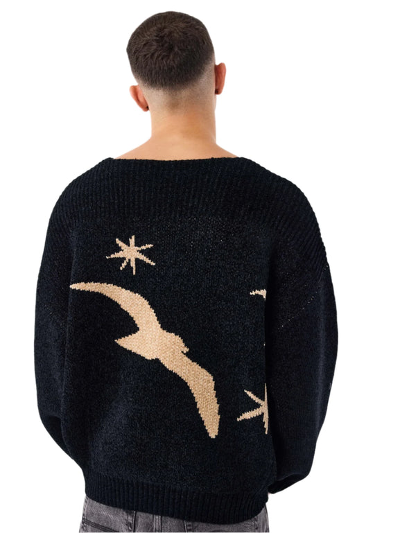 ProjectXParisOversizedseagullandstarssweatshirtZwartAchterkantMan