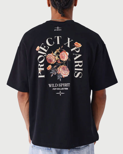 Project X Paris T shirt Gothic Roses Zwart achter