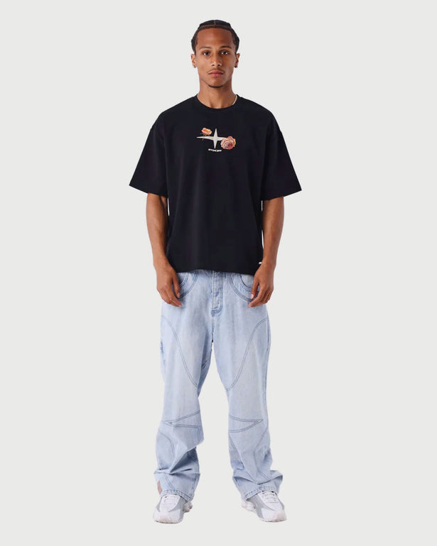 Project X Paris T shirt Gothic Roses Zwart ver voor