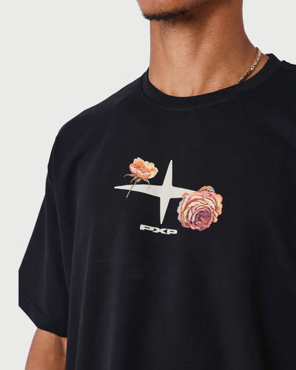 Project X Paris T shirt Gothic Roses Zwart cu voor
