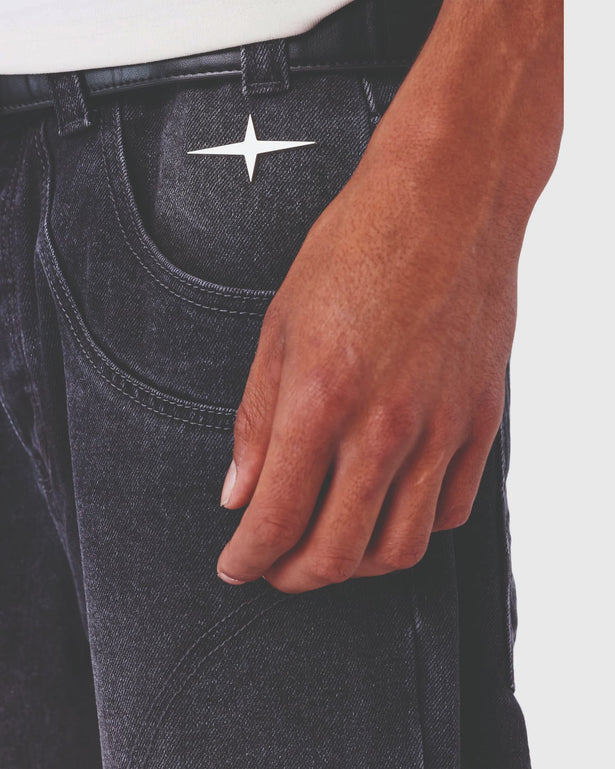 Project X Paris Baggy Denim Zwart detaile foto zakken