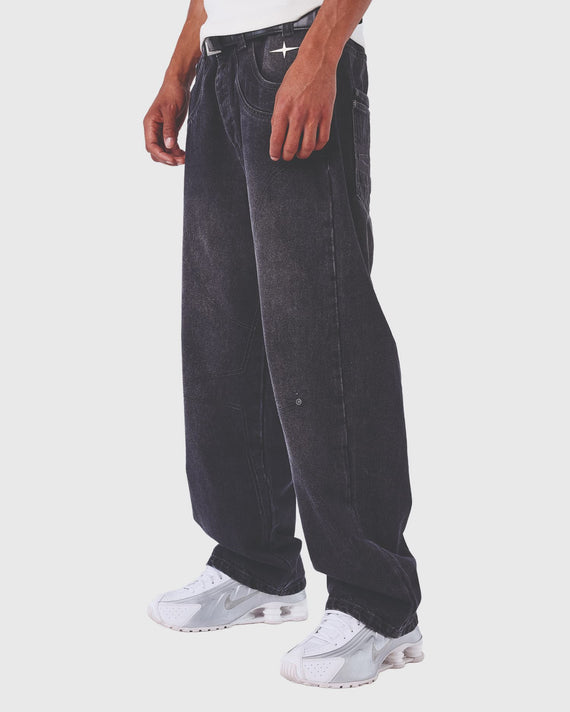 Project X Paris Baggy Denim Zwart zijaanzicht