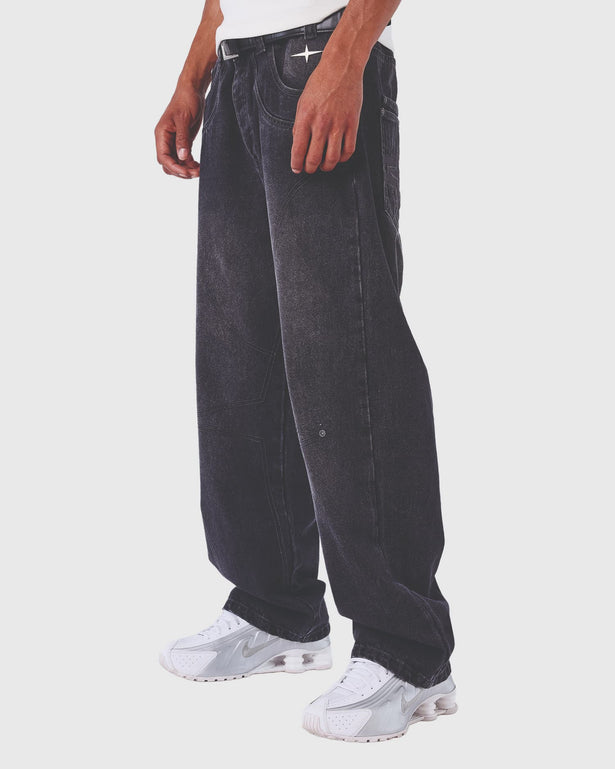 Project X Paris Baggy Denim Zwart zijaanzicht