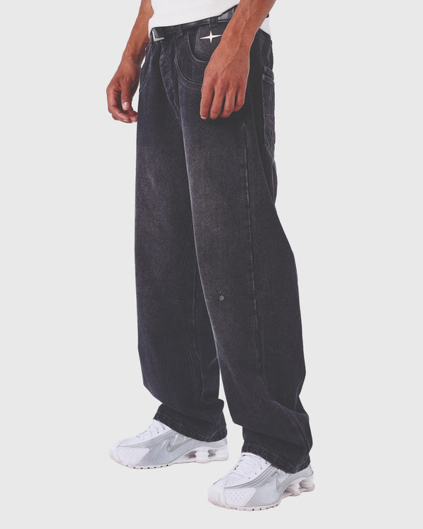 Project X Paris Baggy Denim Zwart zijaanzicht