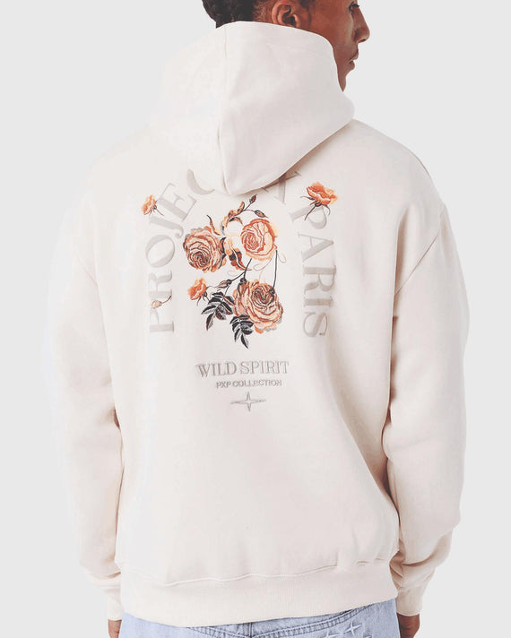 Project X Paris Gothic Roses Hoodie Crème achteraanzicht