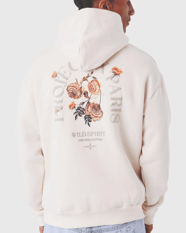 Project X Paris Gothic Roses Hoodie Crème achteraanzicht