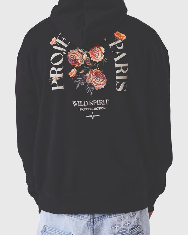 Project X Paris Gothic Roses Hoodie Zwart achteraanzicht