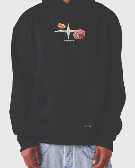 Project X Paris Gothic Roses Hoodie Zwart vooraanzicht