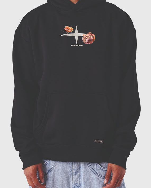 Project X Paris Gothic Roses Hoodie Zwart vooraanzicht