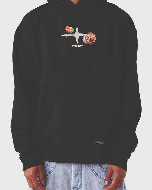 Project X Paris Gothic Roses Hoodie Zwart vooraanzicht