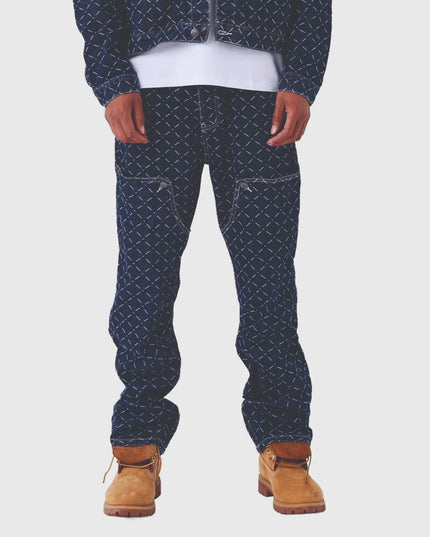 Project X Paris Pattern Denim Broek Donkerblauw vooraanzicht