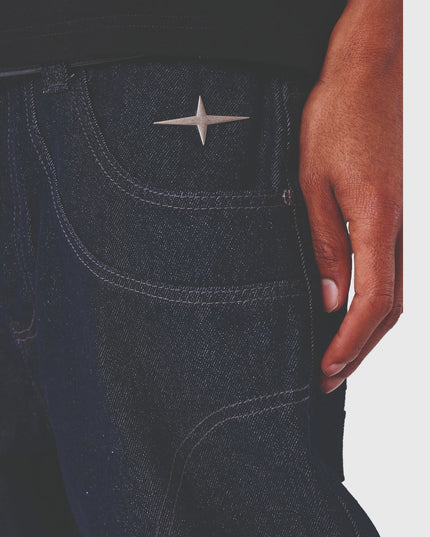 Project X Paris Baggy Denim Broek Donkerblauw zakken close up