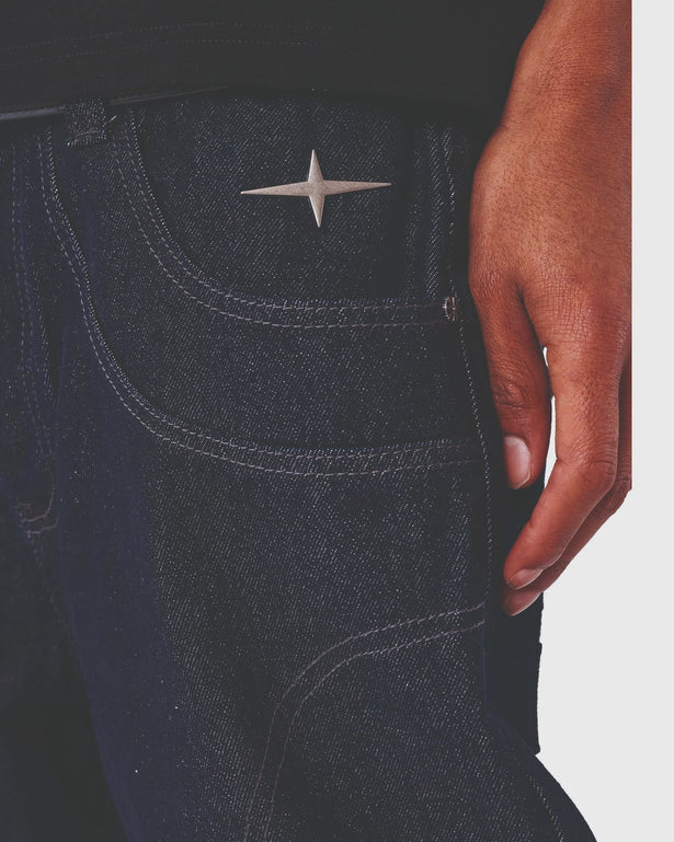 Project X Paris Baggy Denim Broek Donkerblauw zakken close up