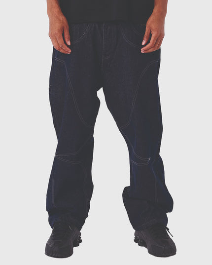 Project X Paris Baggy Denim Broek Donkerblauw vooraanzicht