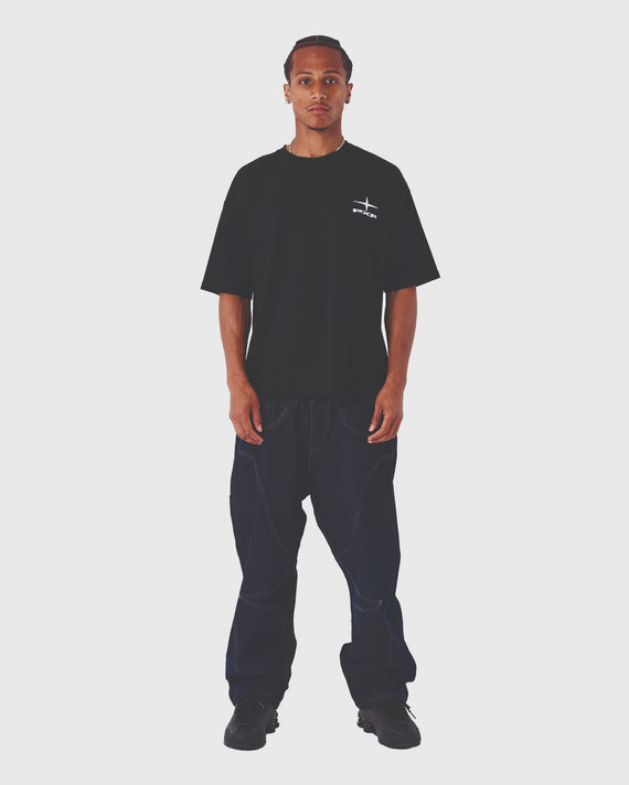 Project X Paris Baggy Denim Broek Donkerblauw verre vooraanzicht