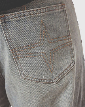 Project X Paris Grey Studs Denim Grijs cu zakken