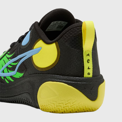Puma MBWorld.01 JR LaMelo Ball Basketbalschoen Zwart close up hiel