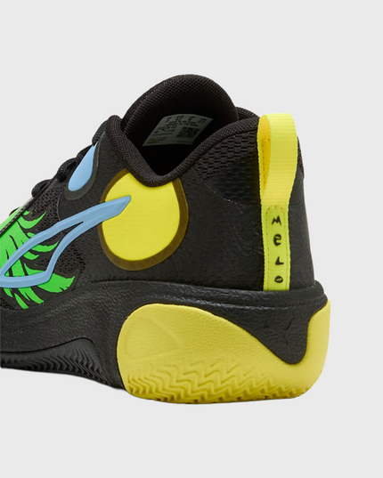 Puma MBWorld.01 JR LaMelo Ball Basketbalschoen Zwart close up hiel