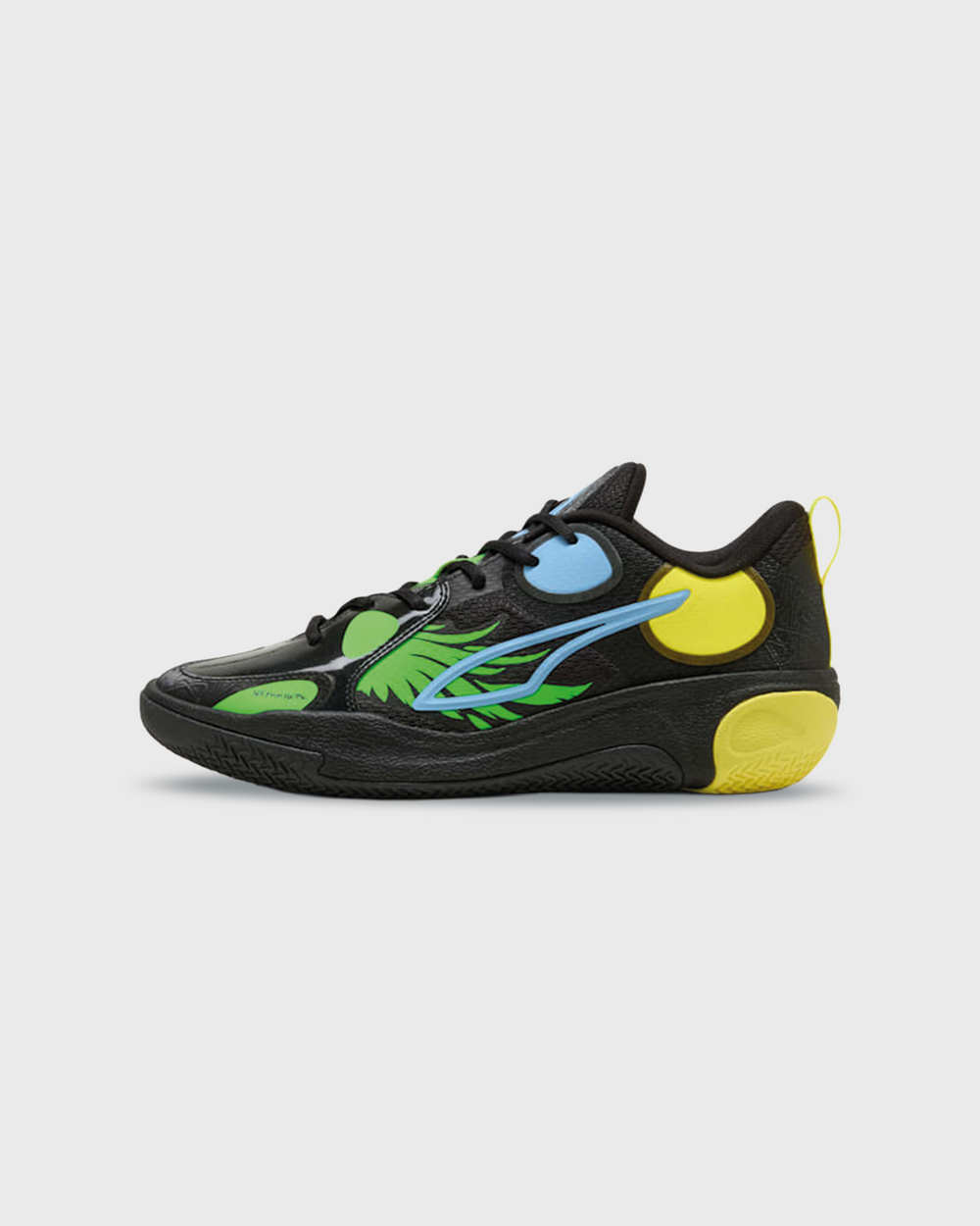 Puma MBWorld.01 JR LaMelo Ball Basketbalschoen Zwart zijaanzicht linkerkant