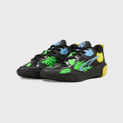 Puma MBWorld.01 JR LaMelo Ball Basketbalschoen Zwart zijaanzicht voorkant paar