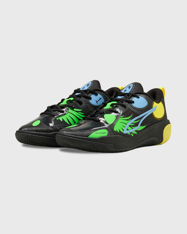 Puma MBWorld.01 LaMelo Ball Basketbalschoen Zwart voorzijaanzicht paar