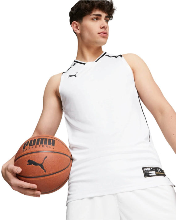 Puma Hoops Basketbal Jersey Heren Wit model Voor Aanzicht