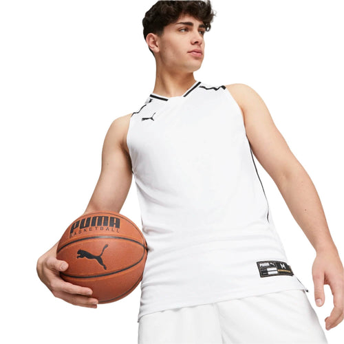 Puma Hoops Basketbal Jersey Heren Wit model Voor Aanzicht