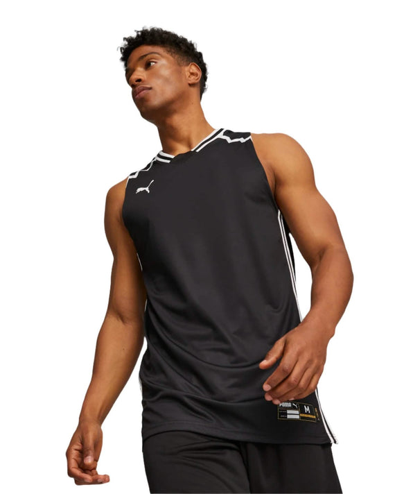Puma Hoops Basketbal Jersey Heren Zwart Model Voor aanzicht