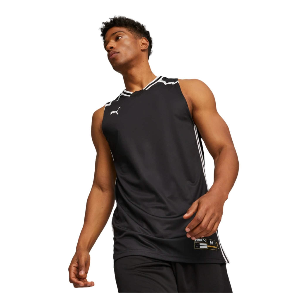 Puma Hoops Basketbal Jersey Heren Zwart Model Voor aanzicht