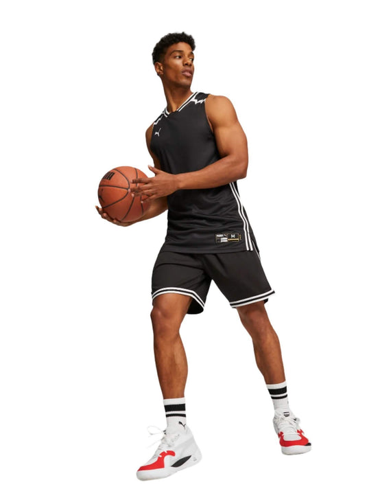 Puma Hoops Basketbal Jersey Heren Zwart Model Voor aanzicht 2