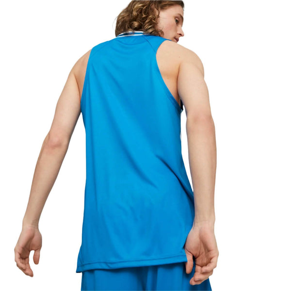 Puma Hoops Basketbal Shirt Heren Blauw Achter aanzicht model 