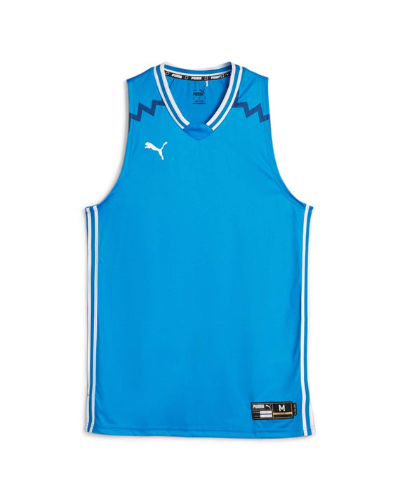 Puma Hoops Basketbal Shirt Heren Blauw Product Voor aanzicht 