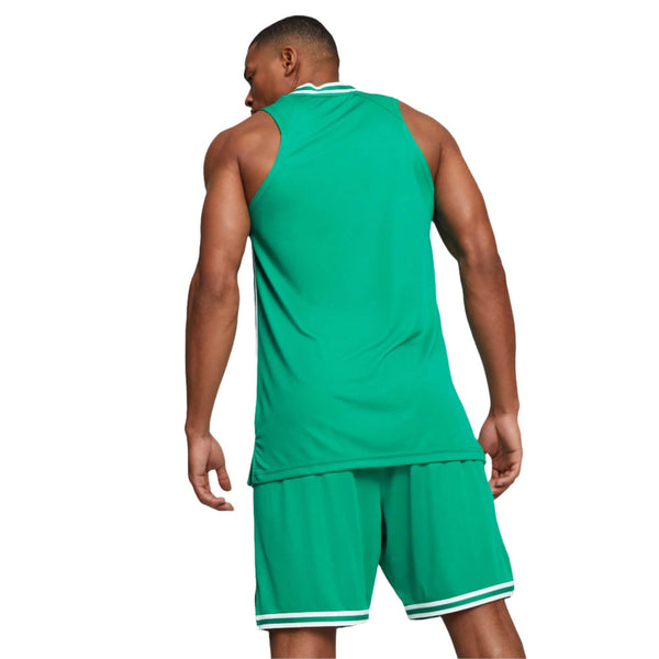 Puma Hoops Basketbal Shirt Heren Groen Model Achter Aanzicht 