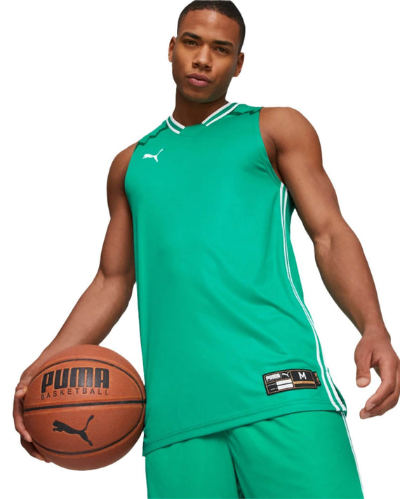 Puma Hoops Basketbal Shirt Heren Groen Model Voor Aanzicht