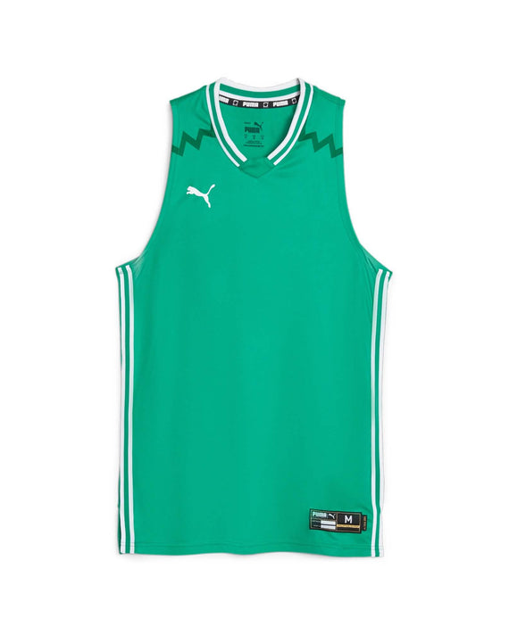 Puma Hoops Basketbal Shirt Heren Groen Product Voor Aanzicht 