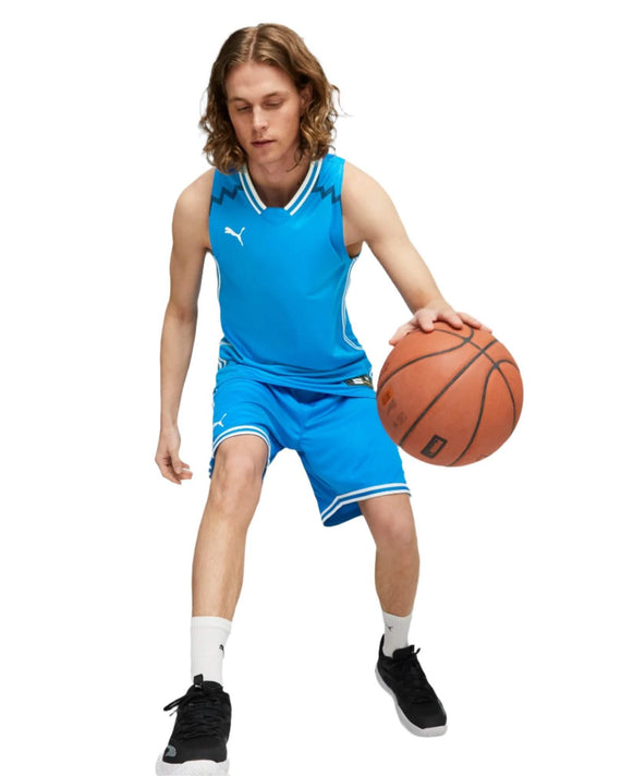 Puma Hoops Basketbal Short Heren Blauw Voor aanzicht