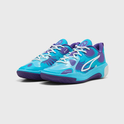 Puma MBWorld.01 JR LaMelo Ball Basketbalschoen Paars voorkant zijaanzicht