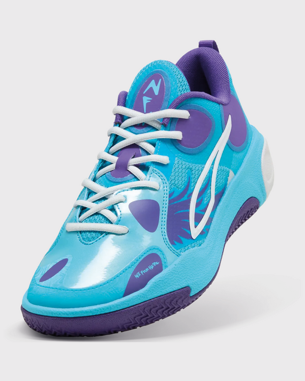 Puma MBWorld.01 JR LaMelo Ball Basketbalschoen Paars close up foto