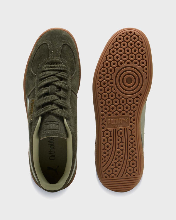 Puma Palermo Suede Unisex Sneaker Donkergroen zool en  boveaanzicht