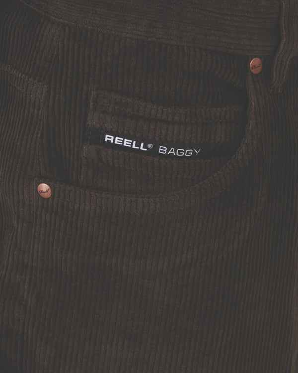 Reell Baggy Cord Langebroek Donkergroen pocket aanzicht