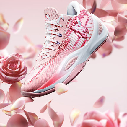 Rigorer AR1 Basketbalschoen Valentine's Day Zwevende schoen met  rozerozen op de acthergrond