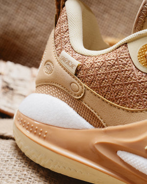 Rigorer AR2 Basketbalschoen HBK Austin Reeves Bruin detail close up achterkant
