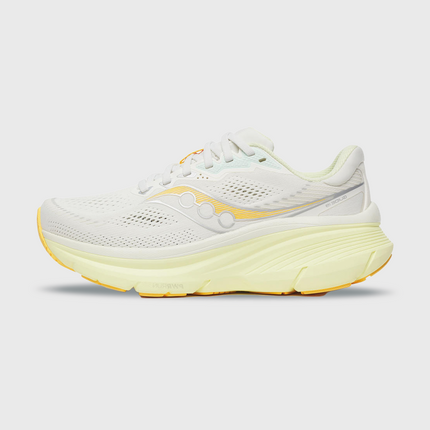 Saucony Guide 19 Hardloopschoen Wit Geel zijaanzicht linkerschoen buitenkant 